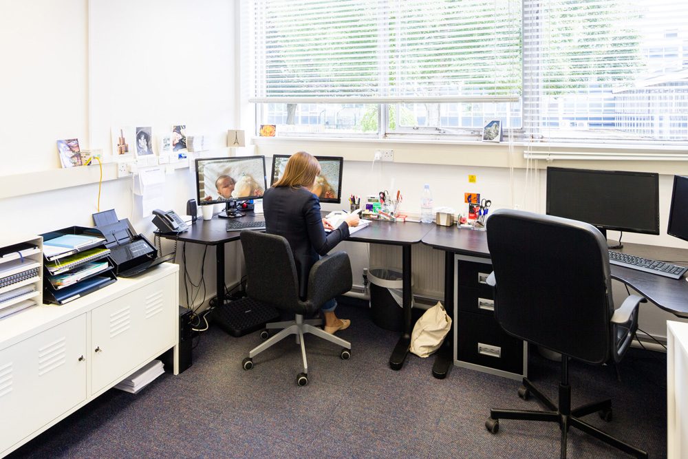 A woman working in an office space at Culham Innovation centre